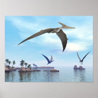 Pteranodon-Dinosaurier fliegen - 3D-Darstellung Poster