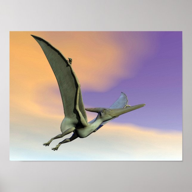 Pteranodon Dinosaurier Fliegen - 3D rendern Poster (Vorne)
