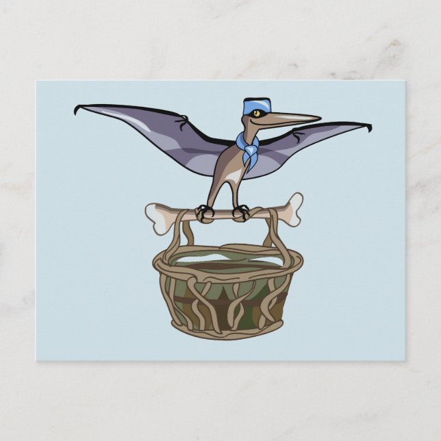 Pteranodon trägt einen Korb Postkarte (Vorderseite)