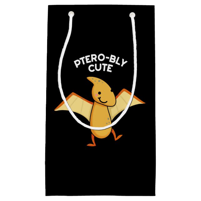 Pterobly Niedlich Funny Pterodactyl Pun Dark BG Kleine Geschenktüte (Vorderseite)
