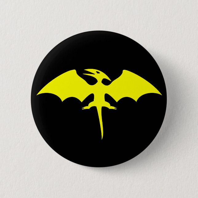 Pterodactyl-Dinosaurier-Superheld-Logo Button (Vorderseite)