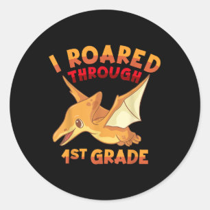 Pterodactyl School Start Outfit für Paläontologe Runder Aufkleber