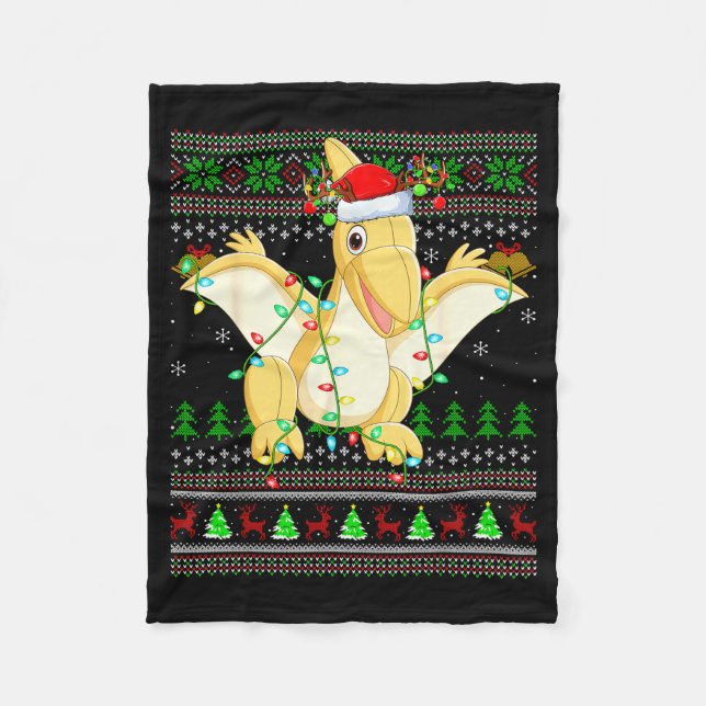 Pterodactyls Dinosaur Bird Ugly Christmas Sweaters Fleecedecke (Vorderseite)