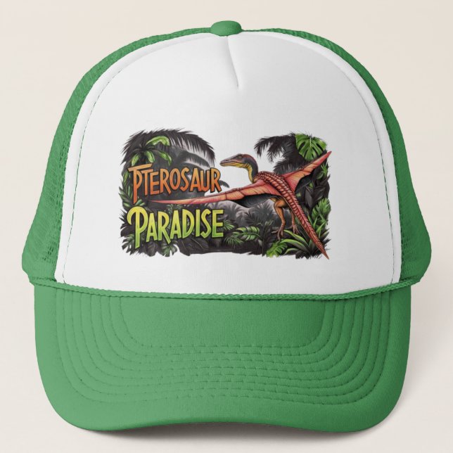 Pterosaur Paradise - Flying Dinosaur Jungle Scene Truckerkappe (Vorderseite)