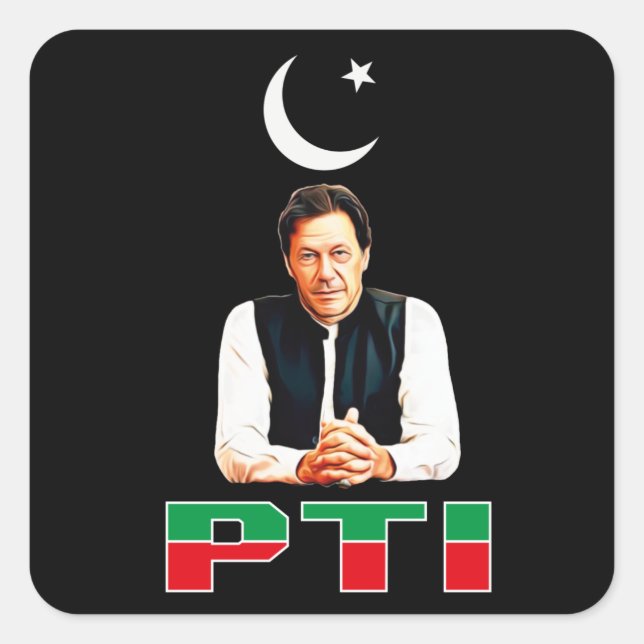 PTI Pakistanisches Party Unterstützung Imran Khan Quadratischer Aufkleber (Vorderseite)