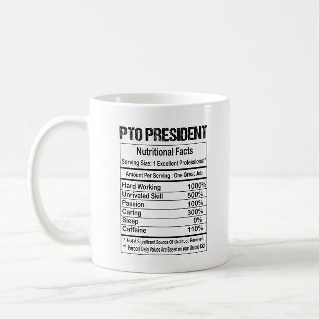 Pto President Nutrition Facts Coffee Mug (Gauche)