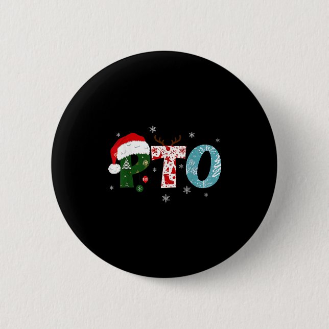 Pto Santa Hat Reindeer Parent Teacher Organization Button (Vorderseite)