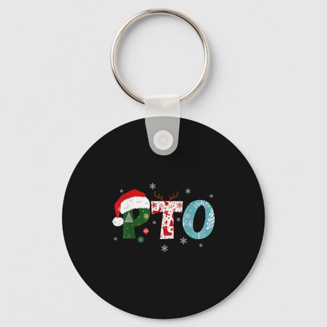 Pto Santa Hat Reindeer Parent Teacher Organization Schlüsselanhänger (Vorderseite)