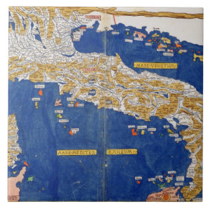 Ptolemaic Karte von Italien, 1482 (farbiges litho) Fliese