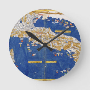 Ptolemaic Karte von Italien, 1482 (farbiges litho) Runde Wanduhr