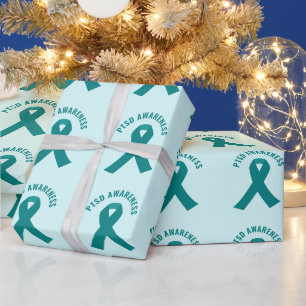 PTSD Awareness Aquamarin Ribbon Geschenkpapier