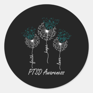 Ptsd Awareness Faith Hope Liebe Dandelion Runder Aufkleber