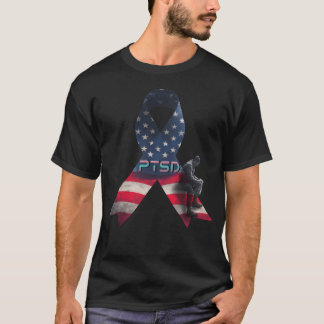 PTSD Awareness T-Shirt USA Flag Support Militär