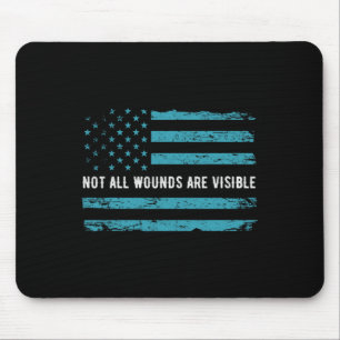 Ptsd Awareness US Flag in Aquamarin Color T Warrio Mousepad