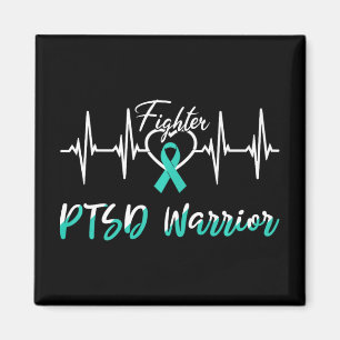 Ptsd Awareness Warrior Heartbeat Kampf Aquamarine Magnet
