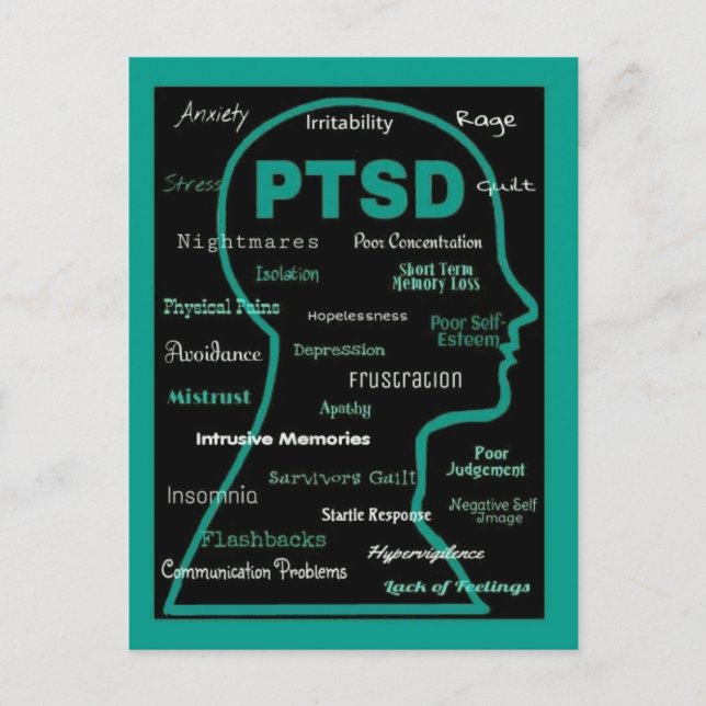 PTSD Kopf/Symptome Postkarte (Vorderseite)