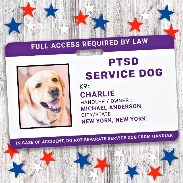 PTSD Service Dog Einfache Personalisierte Foto-ID Ausweis (Von Creator hochgeladen)