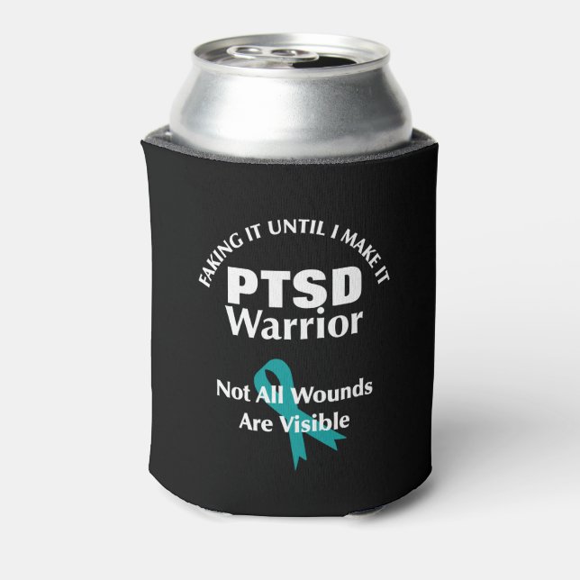 PTSD Warrior Aquamarin Awareness Ribbon Dosenkühler (Kanne Rückseite)