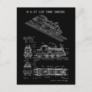 PTW 0-6-2T-Tank-Lokomotive "Blaupause" Postkarte