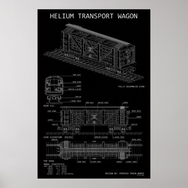 PTW Helium-Triebwagen "Blueprint" Poster (Vorne)