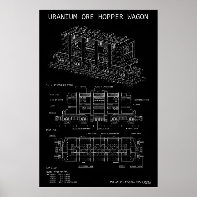 PTW Uranium-Erz-Kippwagen-Zugwagen "Blaupause"  Poster (Vorne)