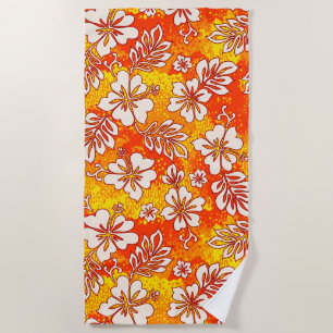 Pua Aloha Hawaiian Heart Shaped Hibiskus Orange Strandtuch