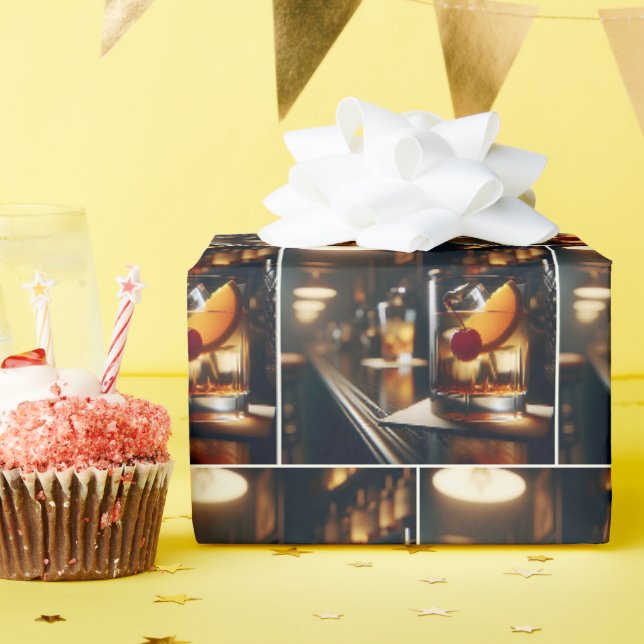 Pub Alter Cocktail Geschenkpapier (Geburtstagsparty)
