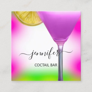 Pub Coctail Bar Drink Rosa Violett Lemon Gelb Quadratische Visitenkarte