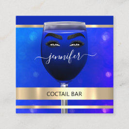 Pub Coctail Bar Drinks Restaurant Blue QRCODE Quadratische Visitenkarte