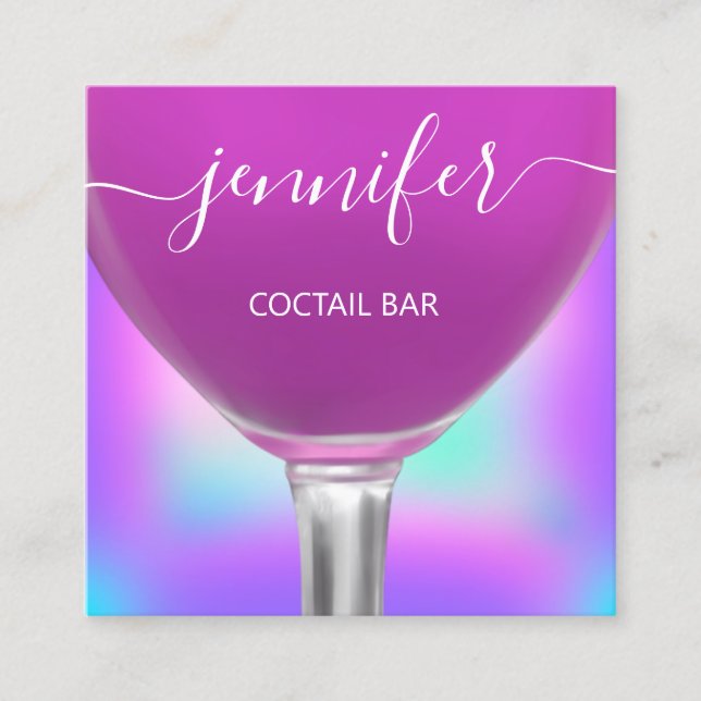 Pub Coctail Wein Bar Drink Glas Modernes Logo Quadratische Visitenkarte (Vorderseite)