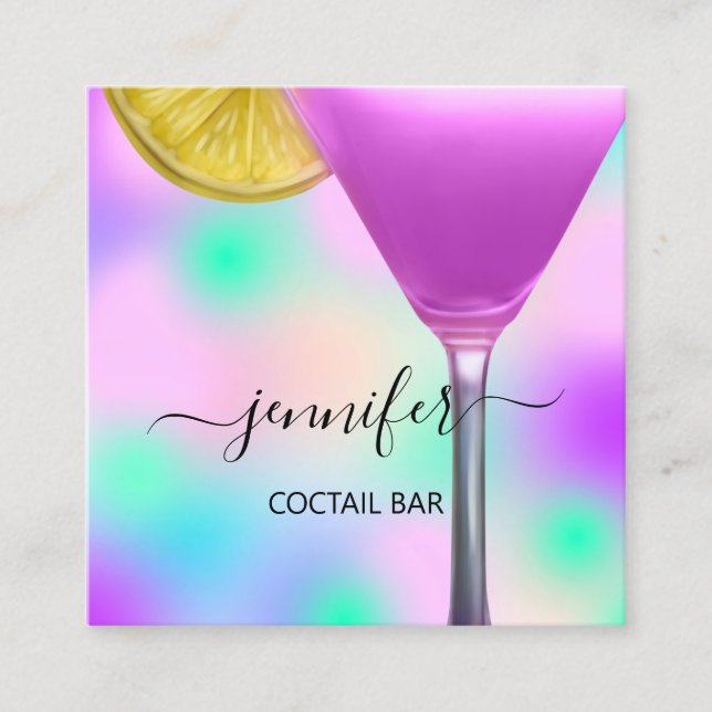 Pub Coctail Wein Bar Drink Rosa Violett Lavendel Quadratische Visitenkarte (Vorderseite)