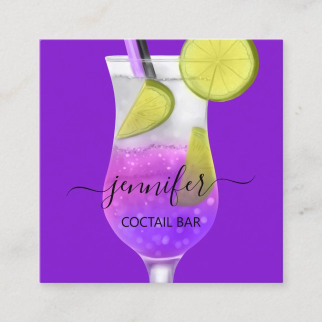 Pub Coctail Wein Bar Drink Smoky Lila Quadratische Visitenkarte (Vorderseite)