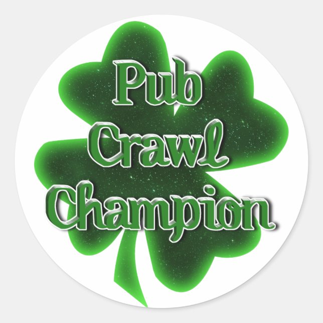 Pub Crawl Champion St. Patrick's Day Runder Aufkleber (Vorderseite)