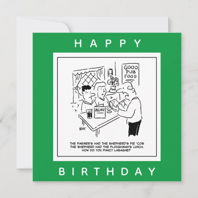 Pub Meetings und Pub Menu Cartoon Karte (Vorderseite)