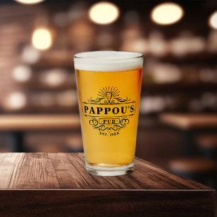 Pub personnalisé Pappou Année de création de verre