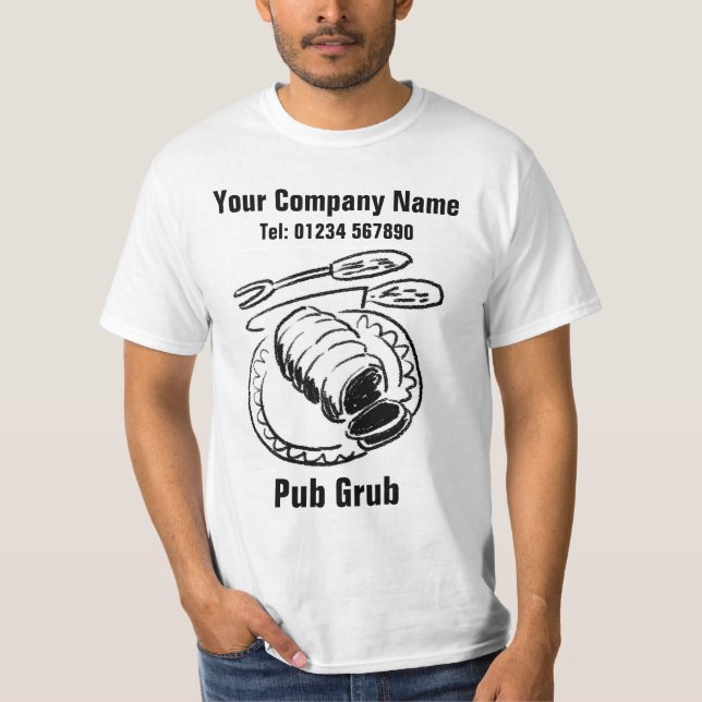 Pub serviert Essen oder Pub Grub Mitarbeiter T-Shirt (Vorderseite)