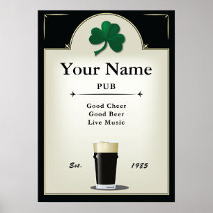 Pub Sign, Irish Pub, Personalisiert Poster