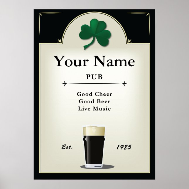 Pub Sign, Irish Pub, Personalisiert Poster (Vorne)