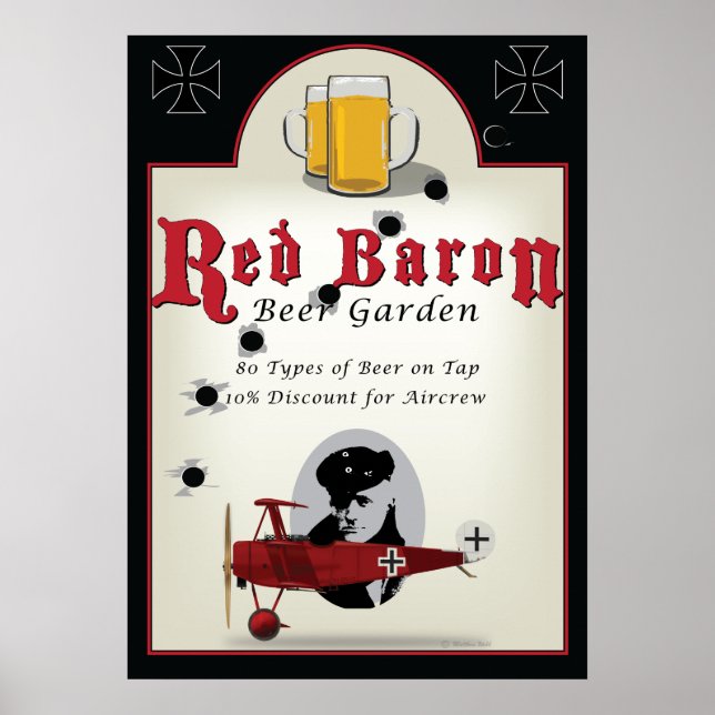 Pub Sign, Red Baron Beer Garden Poster (Vorne)