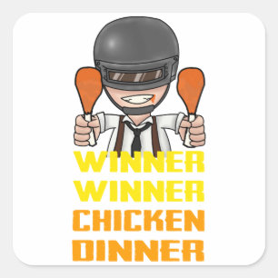 PUBG - Sieger, Sieger-Huhn-Abendessen Quadratischer Aufkleber