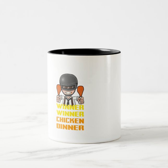 PUBG - Sieger, Sieger-Huhn-Abendessen Zweifarbige Tasse (Mittel)