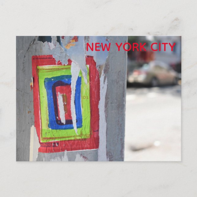 Public Art New York City Telefone Pole Graffiti Postkarte (Vorderseite)