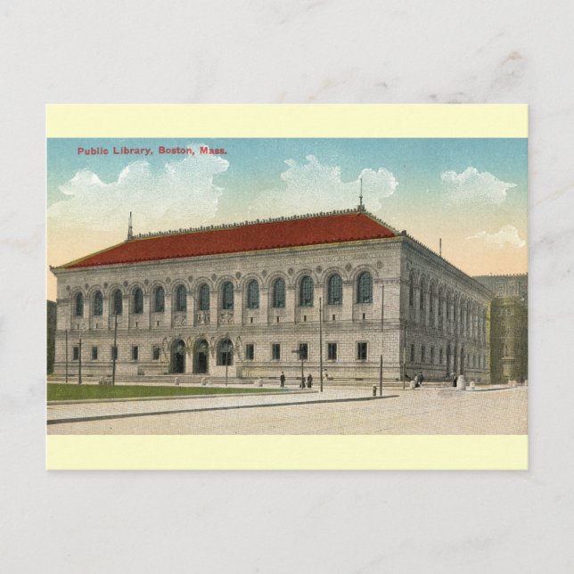 Public Library, Boston 1911 Vintag Postkarte (Vorderseite)