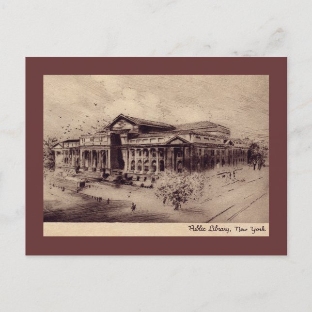 Public Library, New York City Vintag Postkarte (Vorderseite)