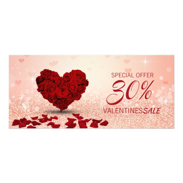 Publicitaire Bouquet de coeur Rose de la Saint-Valentin - Carte (Devant)