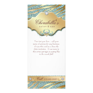 Publicitaire Carte bijouterie en rack Turquoise en or