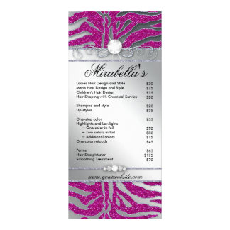 Publicitaire Carte bijoux en rack Zebra Luxury PInk Sparkle Sil