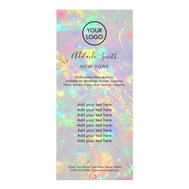 Publicitaire carte de rack opale fausse iridescente (Devant)