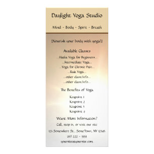 Publicitaire Carte de support de studio de yoga de lumière du