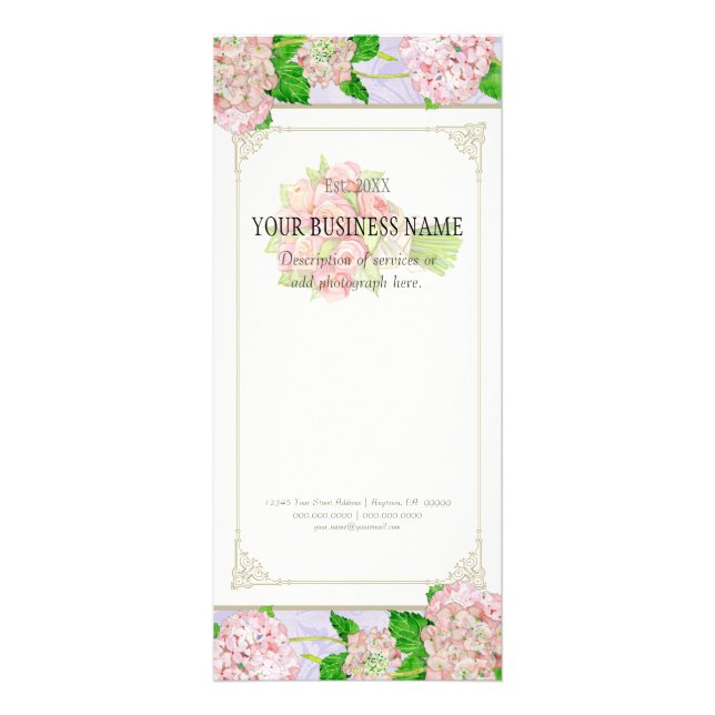 Publicitaire Carte de tarif d'affaires - Rose Hydrangea Florist (Devant)